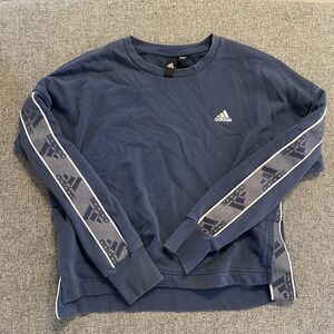 Adidas Dark Blue Crewneck with Logo Accents